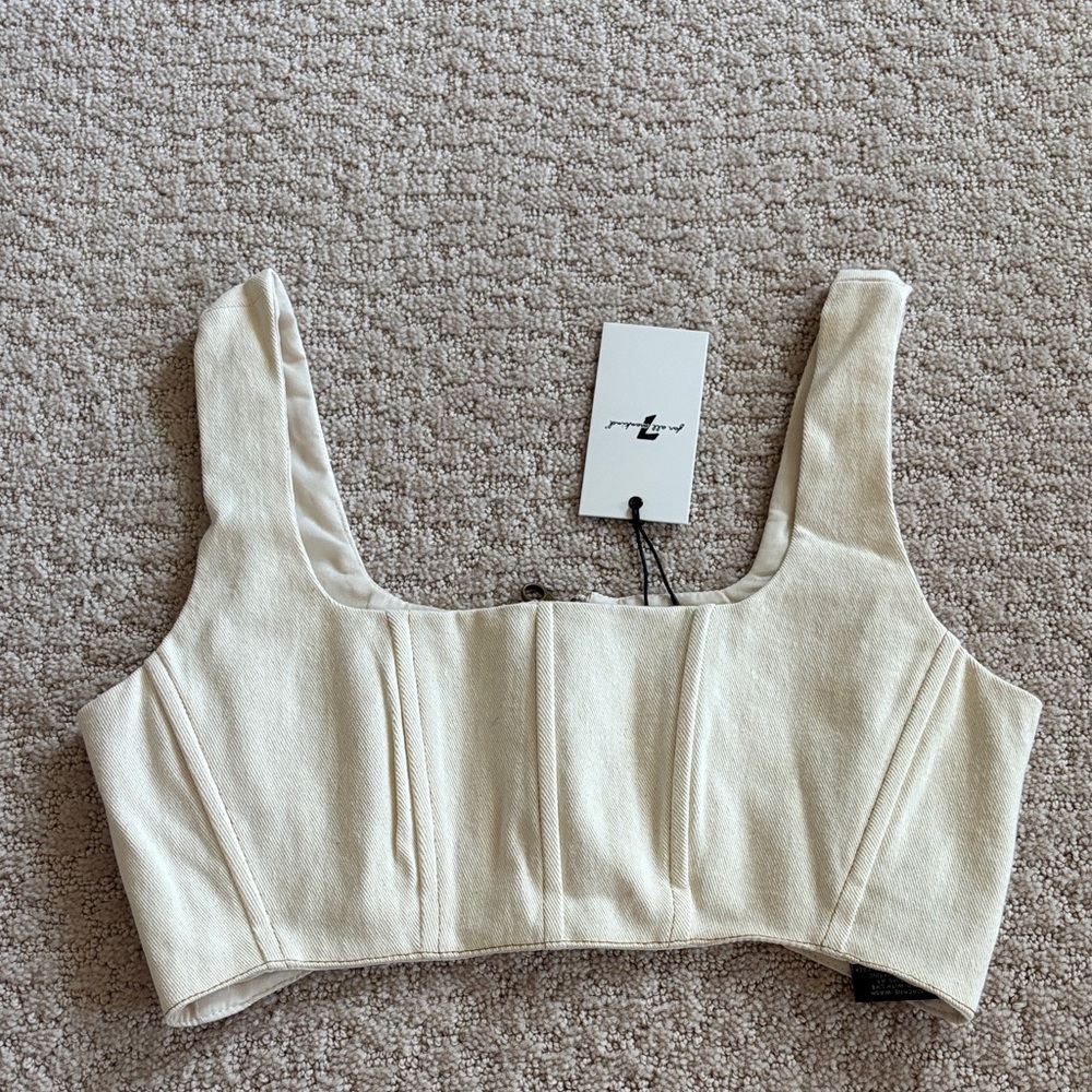 7 for all Mankind cream denim top NWT